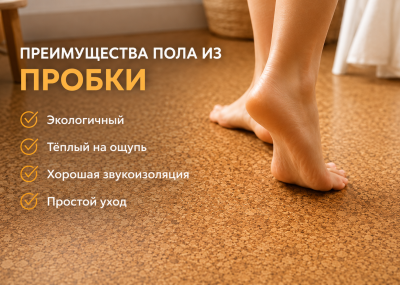 Преимущества пола из пробки