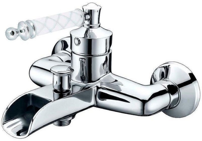 Смеситель для ванны 223-MR-W Boheme Vogue Chrome, Хром/Белый, С РУЧКОЙ MURANO WHITE