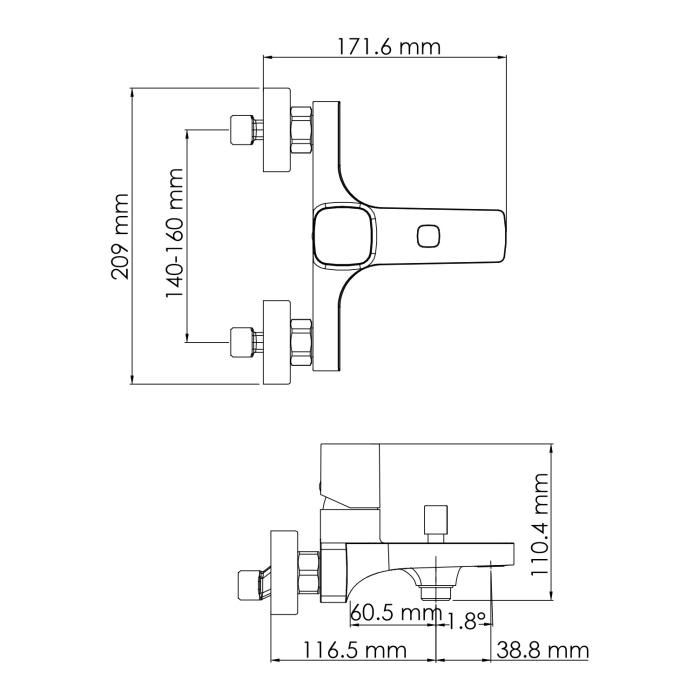 Смеситель для ванны 8601 WasserKraft Naab 8600, Хром