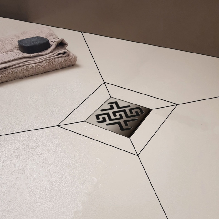 Трап 10x10 см 090364 Berges Zentrum Antik, Хром Матовый, выпуск боковой