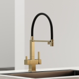 Смеситель для кухни SC4006BG Sancos Moro, Золото Брашированное/Черный, С КАНАЛОМ ДЛЯ ФИЛЬТРОВАННОЙ ВОДЫ, С ГИБКИМ ИЗЛИВОМ И СЪЁМНОЙ ЛЕЙКОЙ