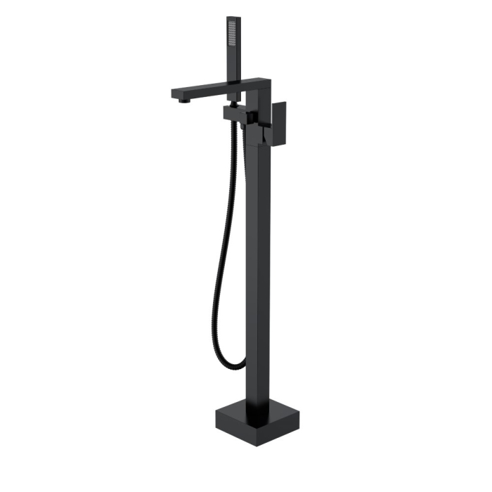 Смеситель для ванны напольный 479-B Boheme Qubic Black, Черный, С ДУШЕВЫМ НАБОРОМ