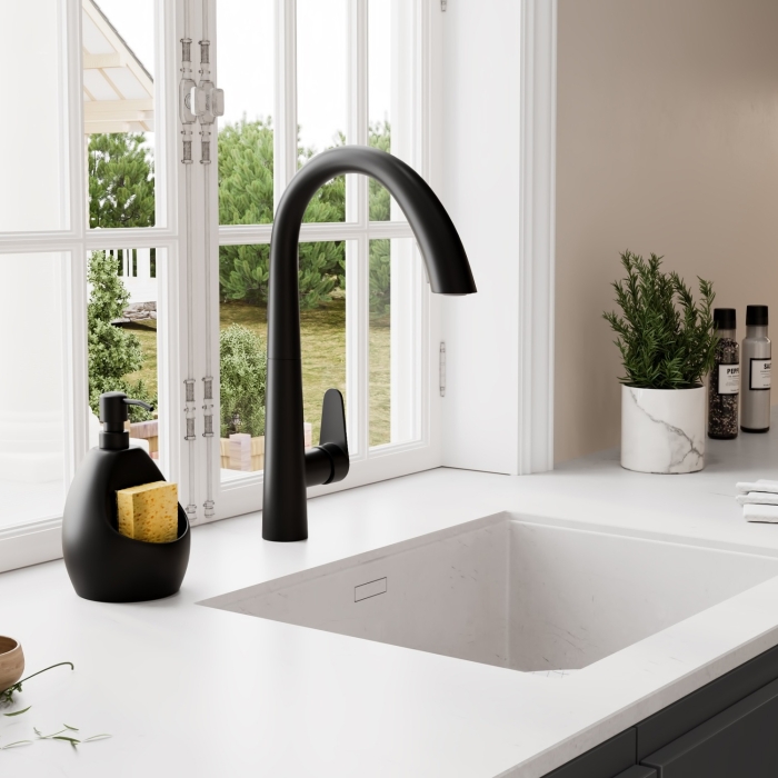 Смеситель для кухни A8667 WasserKraft, Черный Матовый, С ВЫДВИЖНЫМ ИЗЛИВОМ