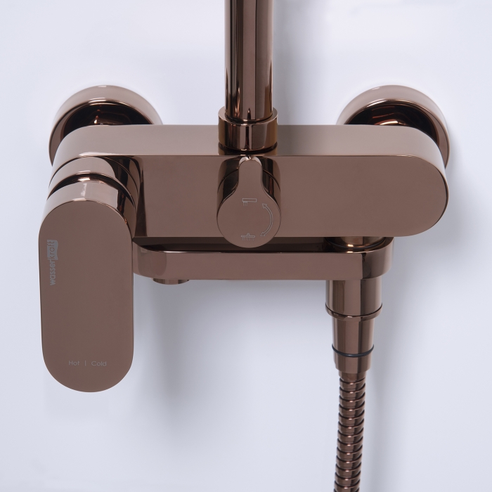 Душевая стойка с смесителем A17301 Wasserkraft Asphe 7700, Золото Розовое