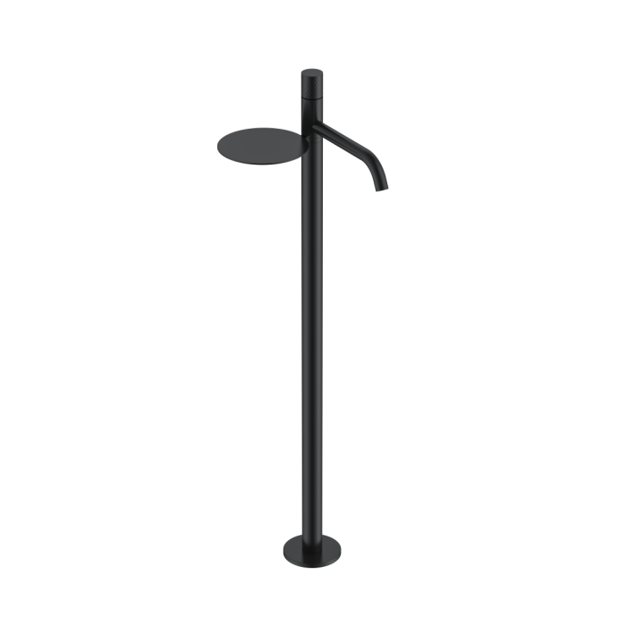 Смеситель напольный для раковины 120-BB Boheme Stick Black, Черный Матовый, С ПОЛКОЙ И РУЧКОЙ DIAMOND