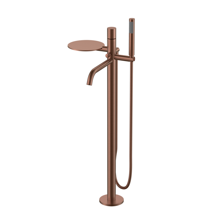 Смеситель для ванны напольный 129-BRB Boheme Stick Brushed Bronze, Бронза Брашированная, С РУЧКОЙ DIAMOND И ВНУТРЕННЕЙ ЧАСТЬЮ