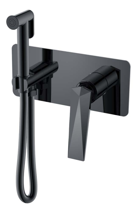 Смеситель гигиенический встраиваемый 377-SGM Boheme Venturo Shine Gun Metal, Графит Глянец, С ВНУТРЕННЕЙ ЧАСТЬЮ