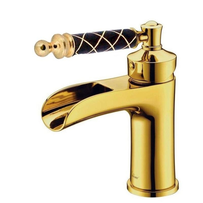 Смеситель для раковины 211-MR-B Boheme Vogue Gold, Золото, С РУЧКОЙ MURANO BLACK, БЕЗ ДОННОГО КЛАПАНА