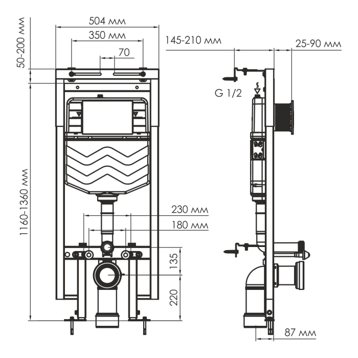 Инсталляция для унитаза WasserKraft Dinkel 58 58TLT.010.ME.PB03