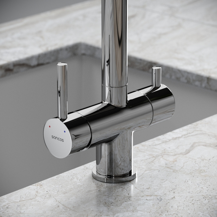 Смеситель для кухни SC4015CH Sancos Spin, Хром, С КАНАЛОМ ДЛЯ ФИЛЬТРОВАННОЙ ВОДЫ, С ВЫДВИЖНЫМ ИЗЛИВОМ