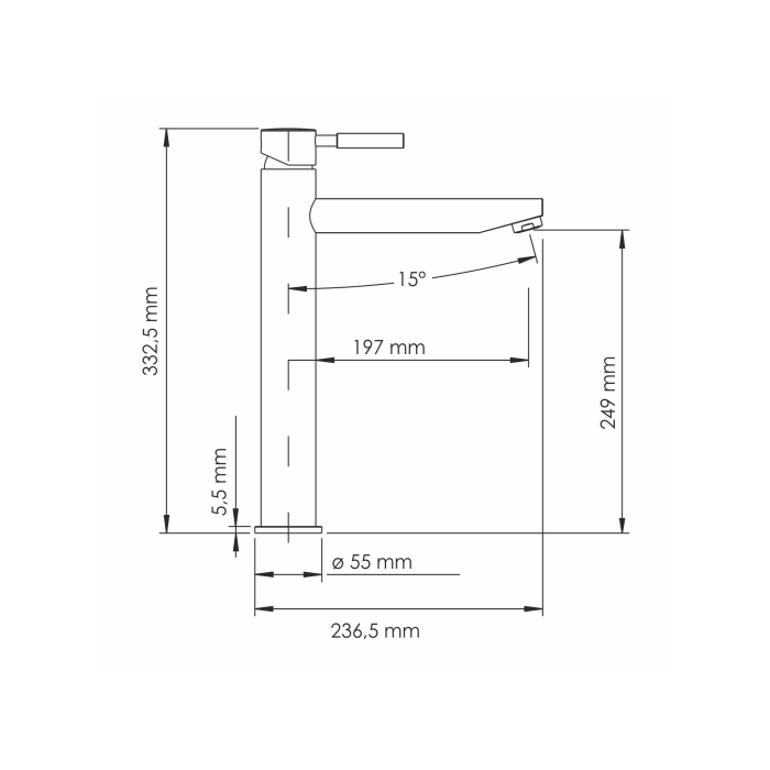 Смеситель для раковины высокий 4203H WasserKraft Wern 4200, Никель