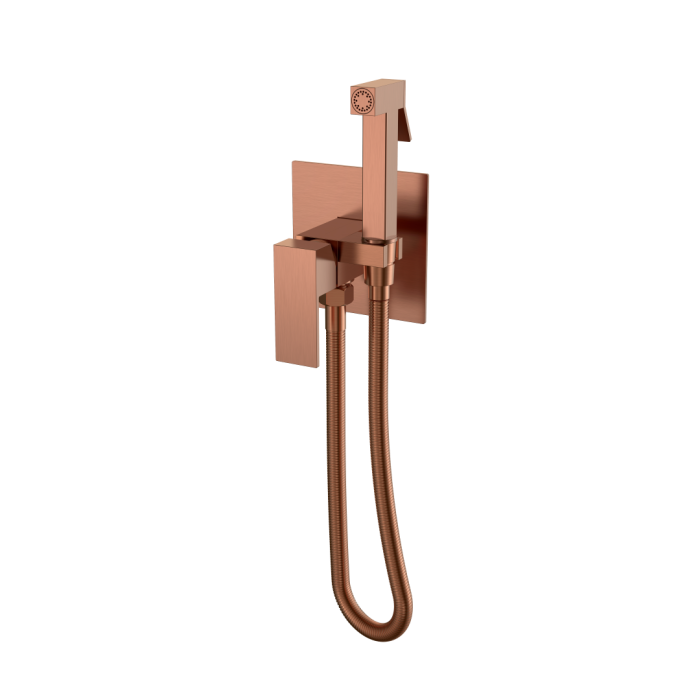 Смеситель гигиенический 477-CB Boheme Qibic Copper Brushed, Брашированная Медь, С ВНУТРЕННЕЙ ЧАСТЬЮ