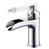 Смеситель для раковины 221-MR-W Boheme Vogue Chrome, Хром, С РУЧКОЙ MURANO WHITE, БЕЗ ДОННОГО КЛАПАНА