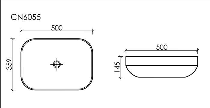 Раковина прямоугольная накладная CN6055MW Ceramica Nova Element, Белый Матовый