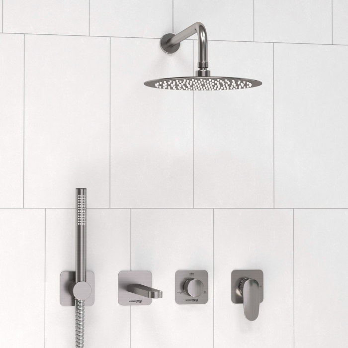 Смеситель встроенный A1451.273.274.097.121.275.100.276 WasserKraft Spree 1400, Никель, С ВНУТРЕННЕЙ ЧАСТЬЮ, С ВЕРХНИМ ДУШЕМ, С ДУШЕВЫМ НАБОРОМ