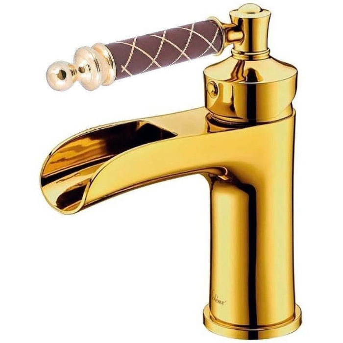 Смеситель для раковины 211-MR-CH Boheme Vogue Gold, Золото, С РУЧКОЙ MURANO CHOCOLATE, БЕЗ ДОННОГО КЛАПАНА