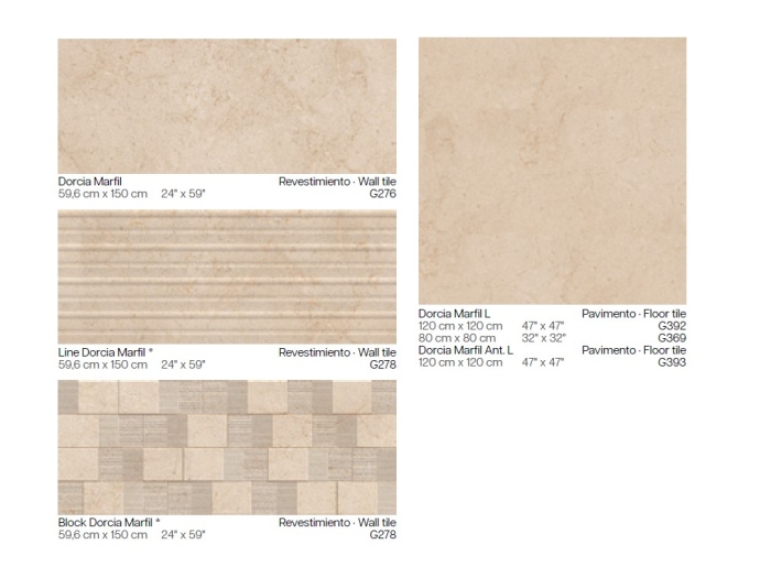 Настенная плитка Porcelanosa Dorcia Marfil Block 59,6x150