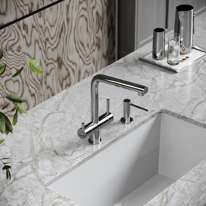 Смеситель для кухни SC4015CH Sancos Spin, Хром, С КАНАЛОМ ДЛЯ ФИЛЬТРОВАННОЙ ВОДЫ, С ВЫДВИЖНЫМ ИЗЛИВОМ