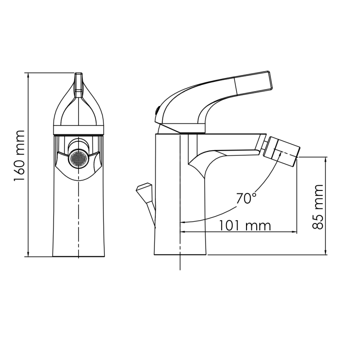 Смеситель для биде 7106 WasserKraft Sauer 7100, Золото Глянцевое, С ДОННЫМ КЛАПАНОМ