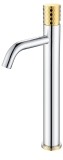 Смеситель для раковины высокий 122-CRG Boheme Stick Chrome/Gold, Золото/Хром, C РУЧКОЙ DIAMOND