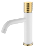 Смеситель для раковины 121-WG Boheme Stick White/Gold, Белый/Золото, C РУЧКОЙ DIAMOND