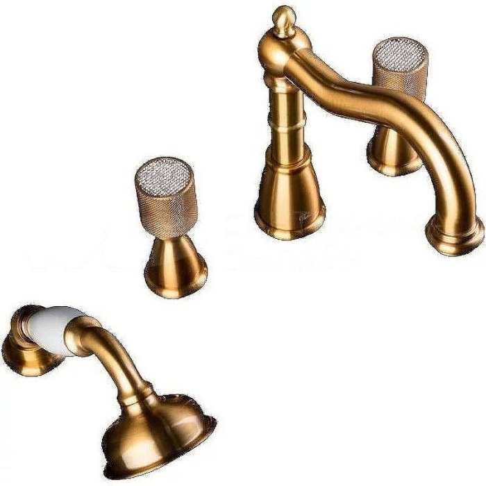 Смеситель на борт ванны 391-Royal Boheme Royal Cristal Bronze, Бронза, С ДУШЕВЫМ НАБОРОМ