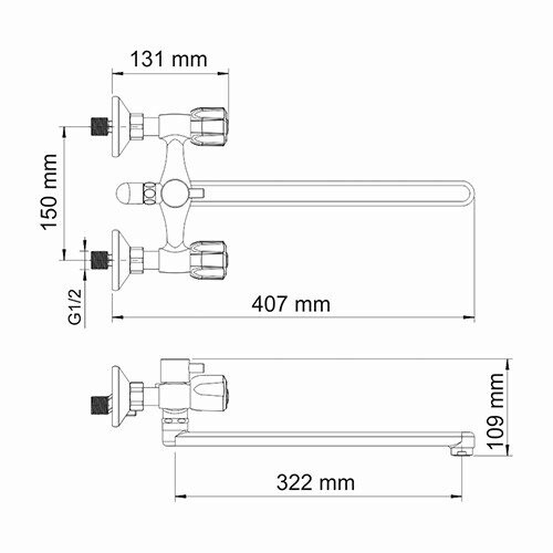 Смеситель для ванны 2902L Wasserkraft Amper 2900, Хром