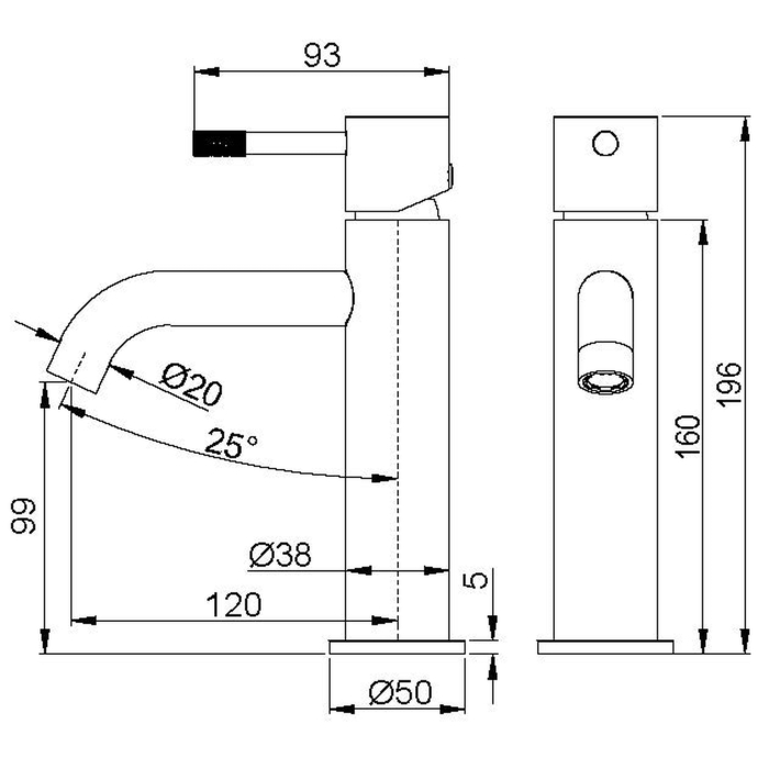 Смеситель для раковины 461-INOX Boheme Uno Inox, Нержавеющая Сталь