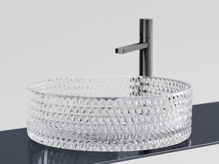 Раковина стеклянная D36 см накладная CN6062 Ceramica Nova Cristal, Прозрачный, БЕЗ ДОННОГО КЛАПАНА