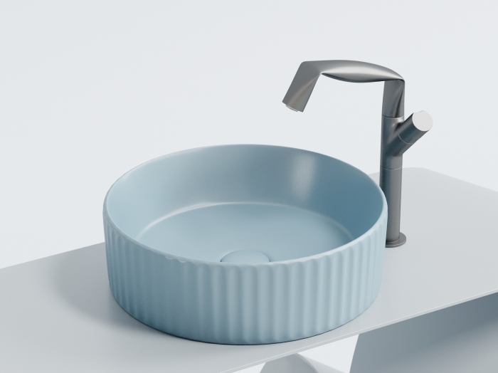 Раковина круглая накладная CN6057ML Ceramica Nova Element, Голубой Матовый