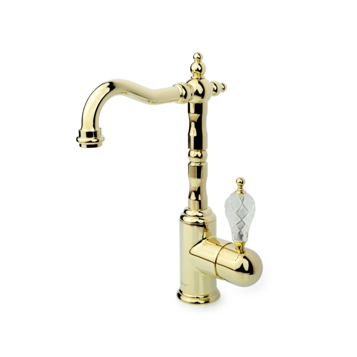 Смеситель для раковины высокий 282-CRST Boheme Crystal Gold, Золото