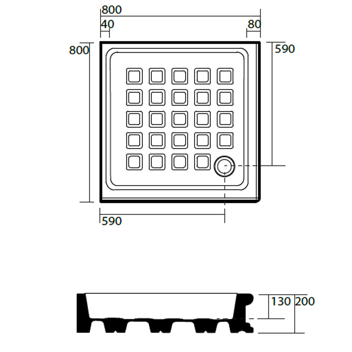 Душевой поддон из керамики 134101 Kerasan Retro 80x80, Белый