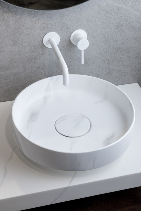 Раковина накладная D 40 см 801-CLCT Boheme Sole Corian Calacatta