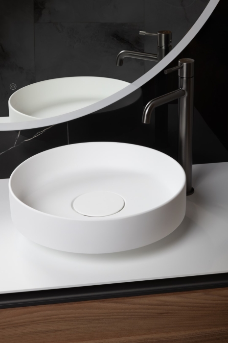 Раковина накладная D 40 см 801-MW Boheme Sole Corian Matt White