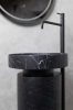 Раковина напольная D 40 см 801-NM+801-Base-Bwood Boheme Sole Corian Nero Marquina + Пьедестал для раковины Corian Black Wood