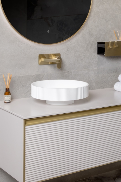 Раковина накладная рифленая D 40 см 801-R-MW Boheme Sole Corian Antracit