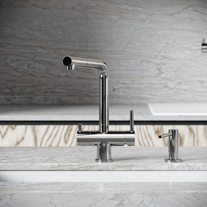 Смеситель для кухни SC4015CH Sancos Spin, Хром, С КАНАЛОМ ДЛЯ ФИЛЬТРОВАННОЙ ВОДЫ, С ВЫДВИЖНЫМ ИЗЛИВОМ