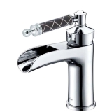 Смеситель для раковины 221-MR-B Boheme Vogue Chrome, Хром, С РУЧКОЙ MURANO BLACK, БЕЗ ДОННОГО КЛАПАНА