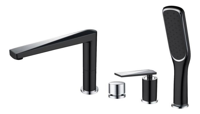 Смеситель для ванны встраиваемый на борт 370-B Boheme Venturo Black/Chrome, Хром/Черный, С ВНУТРЕННЕЙ ЧАСТЬЮ