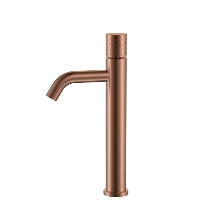 Смеситель для раковины высокий 122-CB Boheme Stick Copper Brushed, Медь Брашированная, С РУЧКОЙ DIAMOND
