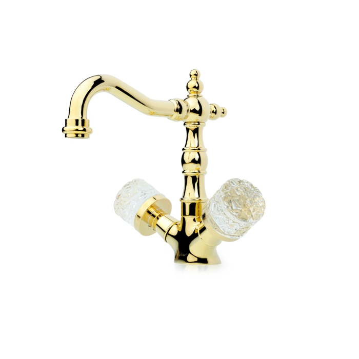Смеситель для раковины высокий 292-CRST Boheme Crystal Gold, Золото