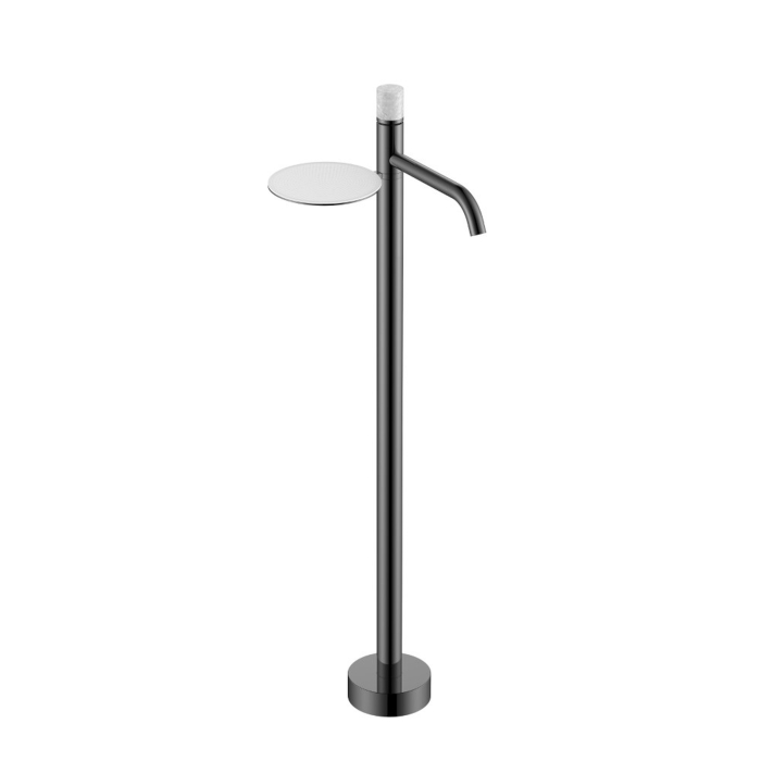 Смеситель для раковины напольный 120-SGM-MR-GR Boheme Stick Shine Gun Metal, Графит Глянцевый/Серый, С ПОЛКОЙ, С РУЧКОЙ MARBLE GREY