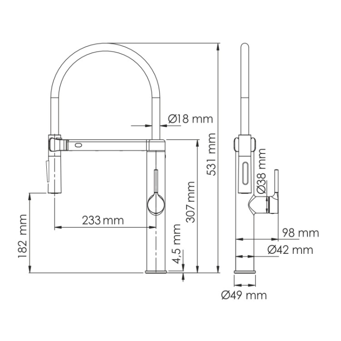 Смеситель для кухни сенсорный A8817 WasserKraft, Хром, С ГИБКИМ ИЗЛИВОМ