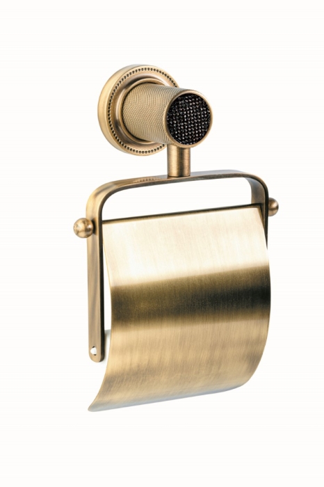Держатель для туалетной бумаги с крышкой 10921-BR-B Boheme Royal Cristal Bronze/Black, Бронза/Черный