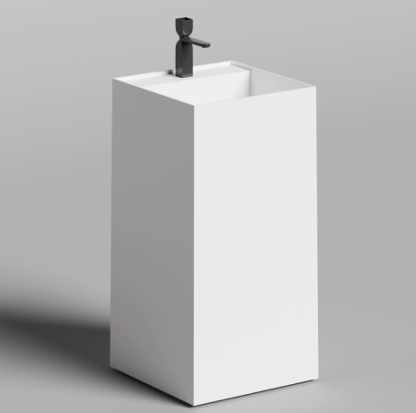 Раковина напольная 45x45 Salini Armonia Square Top 01 130511TG, искусственный камень S-Sense, Белый, БЕЗ ОТВЕРСТИЯ ПОД СМЕСИТЕЛЬ