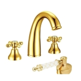 Смеситель для раковины на 3 отверстия 297-MR-W Boheme Tradizionale Oro Gold, Золото, С РУЧКОЙ MURANO WHITE, БЕЗ ДОННОГО КЛАПАНА