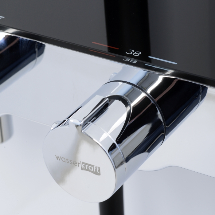 Душевая стойка с термостатом и изливом A114.162.217.CB Thermo Wasserkraft Abens 2000, Черный Матовый