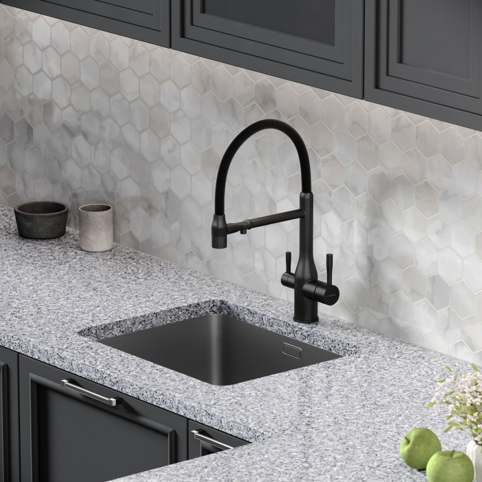 Смеситель для кухни SC4009MB Sancos Garda, Черный Матовый, С КАНАЛОМ ДЛЯ ФИЛЬТРОВАННОЙ ВОДЫ, С ГИБКИМ ИЗЛИВОМ И СЪЁМНОЙ ЛЕЙКОЙ