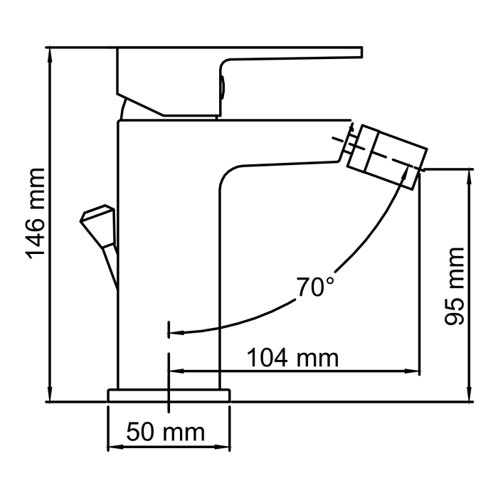Смеситель для биде 2006 WasserKraft Abens 2000, Черный Матовый, С ДОННЫМ КЛАПАНОМ