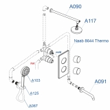Смеситель встроенный термостатический A178644 T WasserKraft Naab 8600, Хром, С ВНУТРЕННЕЙ ЧАСТЬЮ, С ВЕРХНИМ ДУШЕМ, С ДУШЕВЫМ НАБОРОМ
